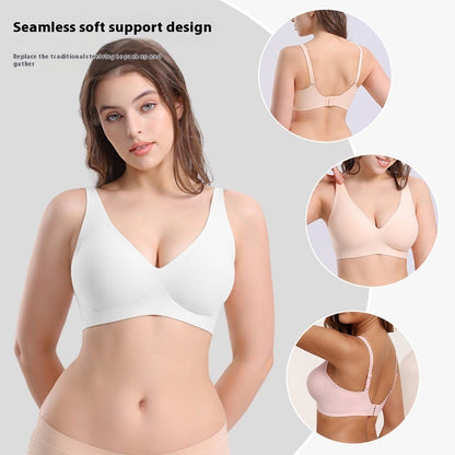 Wireless Seamless Underwear Women's Big Chest Small Deep V Push Up Plus Size Bra