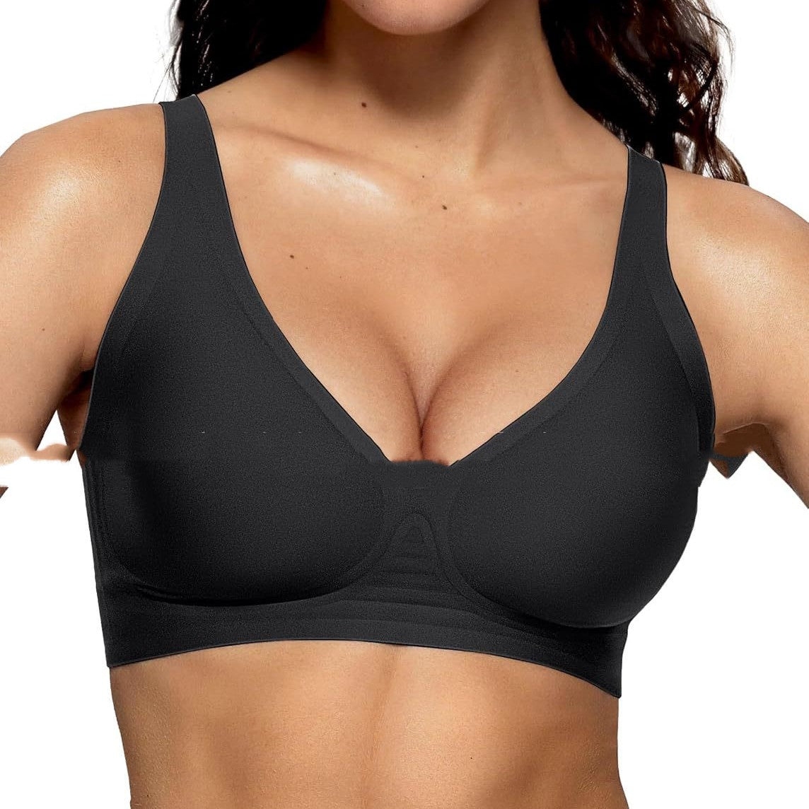 Vertvie Womens Wireless Seamless Bras Deep V No Underwire