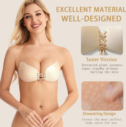 Viomisha 1 Set Women Sticky Bra And Thong Briefs Backless Strapless Bra Push Up Breathable Underwear Adhesive Invisible Lift Up Bras.