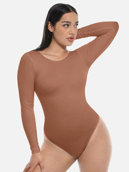 Evecurves Seamless Bodysuit Long Sleeve Slim Corset Shapewear Bodysuit