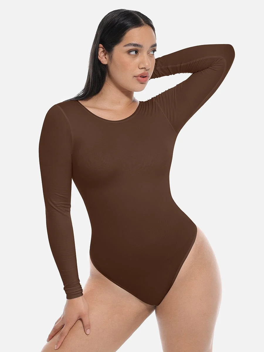Evecurves Seamless Bodysuit Long Sleeve Slim Corset Shapewear Bodysuit