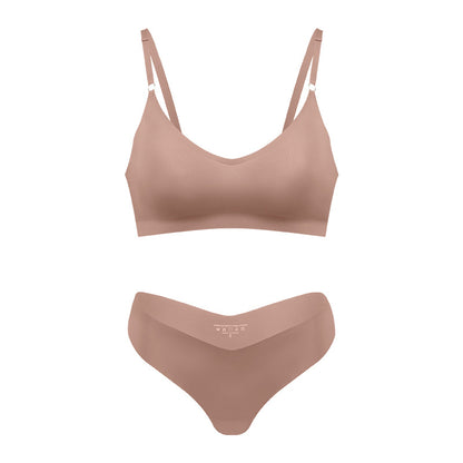 Women's V-neck Breathable Underwear Bra Panties Set