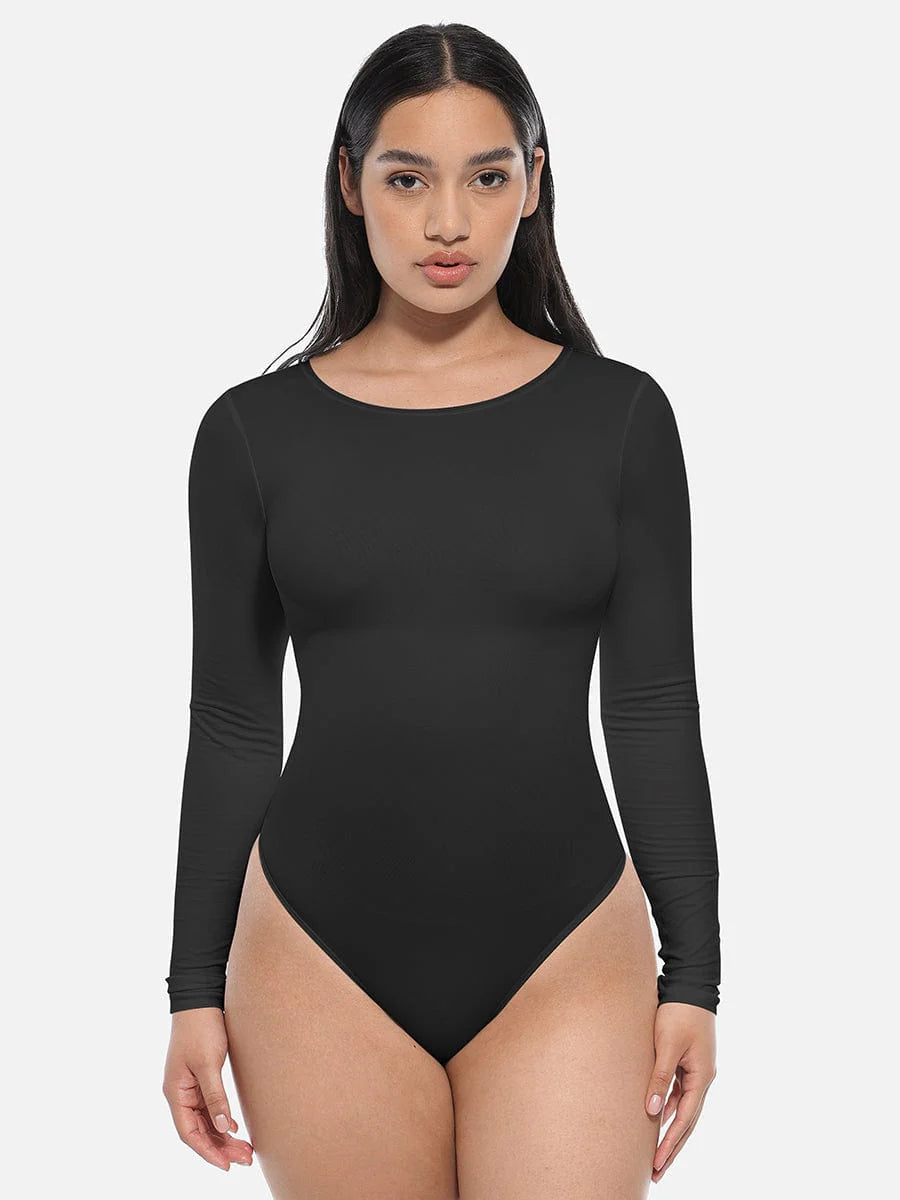 Evecurves Seamless Bodysuit Long Sleeve Slim Corset Shapewear Bodysuit