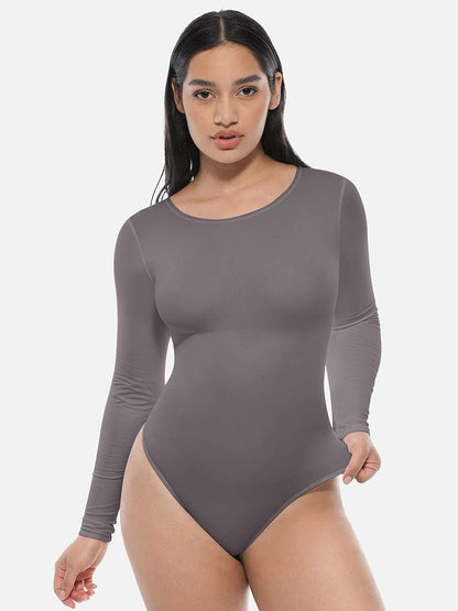 Evecurves Seamless Bodysuit Long Sleeve Slim Corset Shapewear Bodysuit