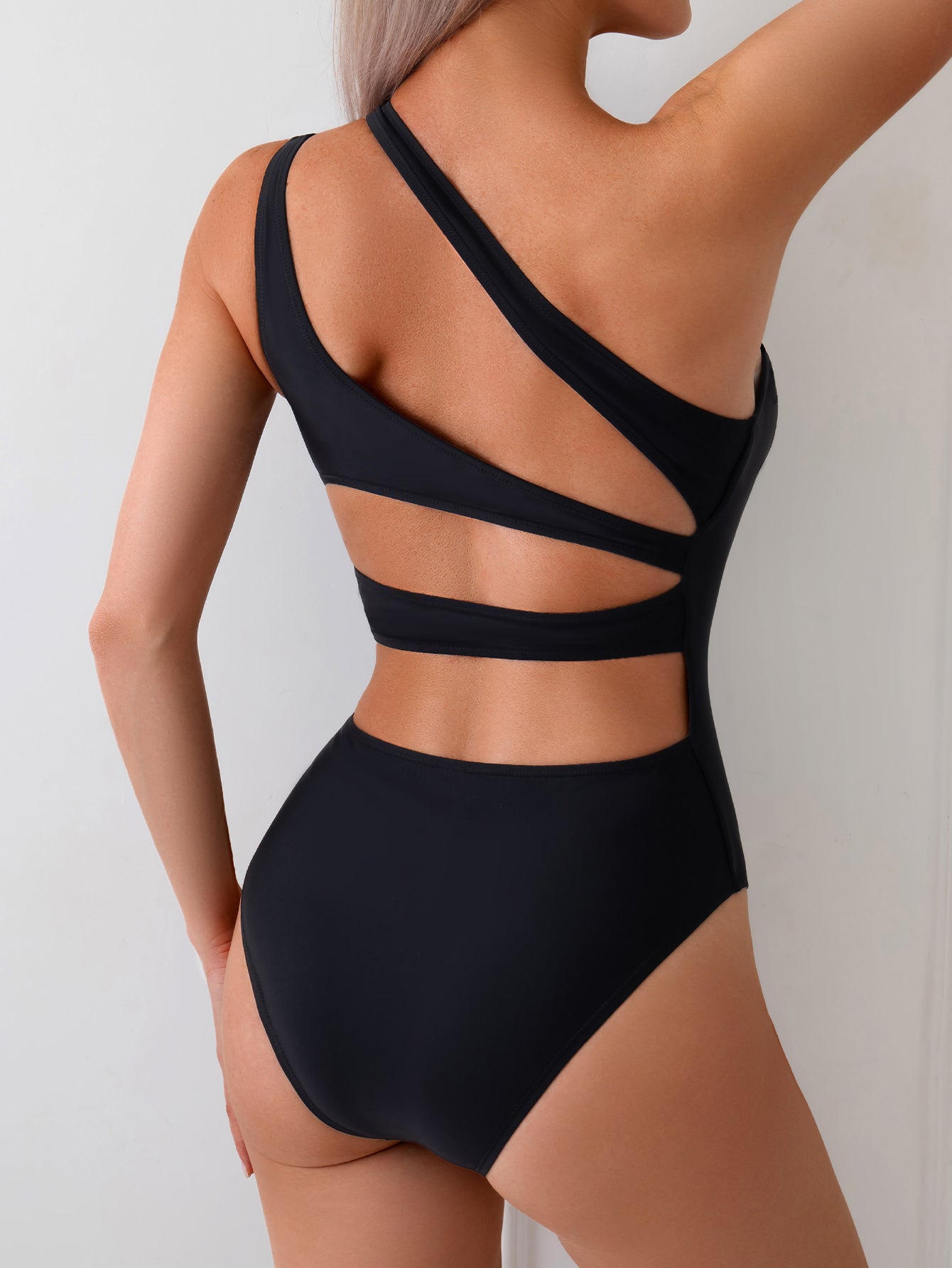 Women's Swim Beach One Shoulder Hollow Out One-Piece Swimsuit Beachwear Bathing Suit