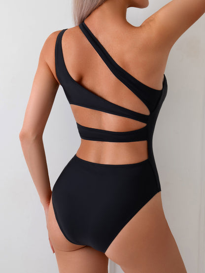 Women's Swim Beach One Shoulder Hollow Out One-Piece Swimsuit Beachwear Bathing Suit