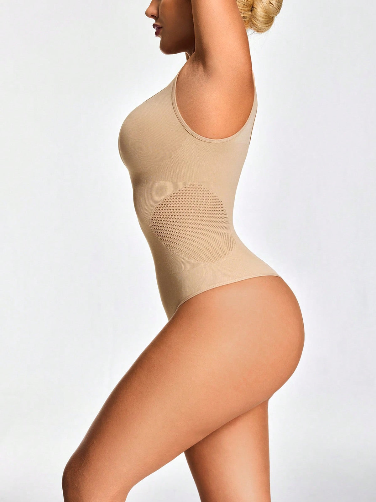 Evecurves Tank Top Shapewear Bodysuit - Tummy Waist Back Control With Butt-Lift Sheer Back