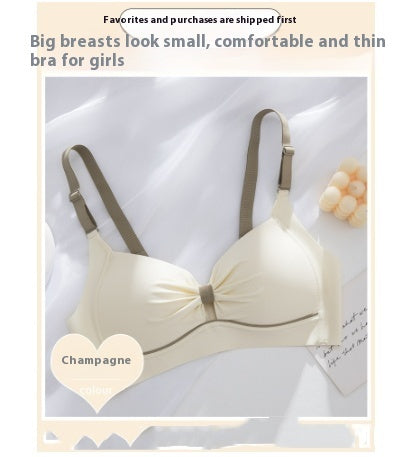 Summer Thin Small Breast Push Up Push Up Anti-sagging Comfortable Wireless Bra